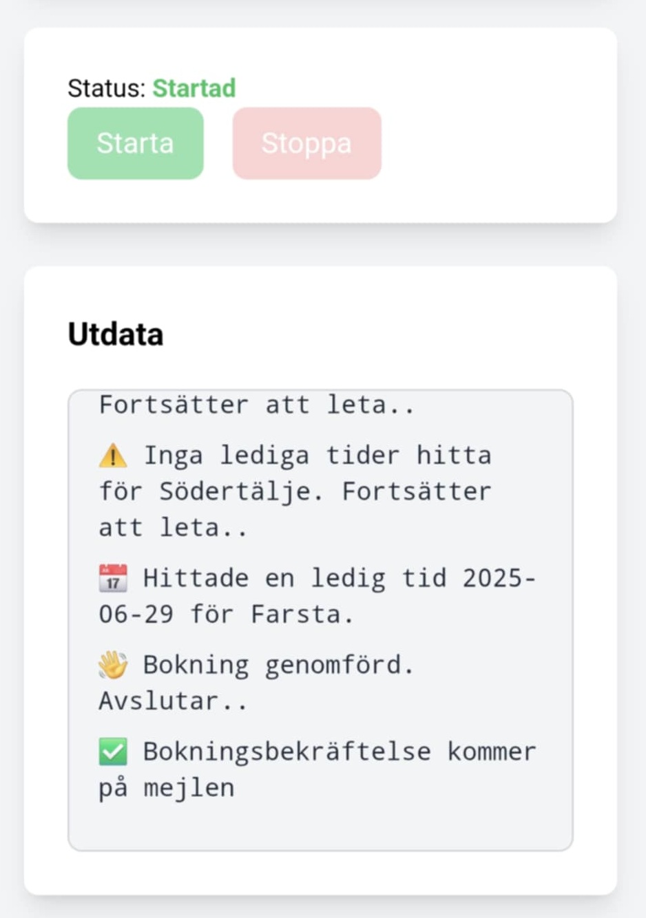 Snabbuppkorning lediga tider demobild